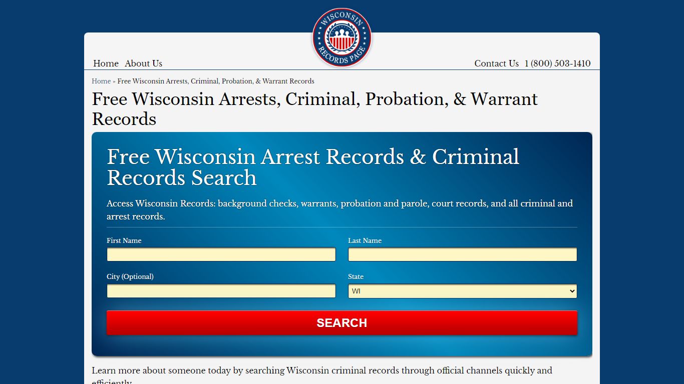 Free Wisconsin Arrests, Criminal, Probation, & Warrant Records